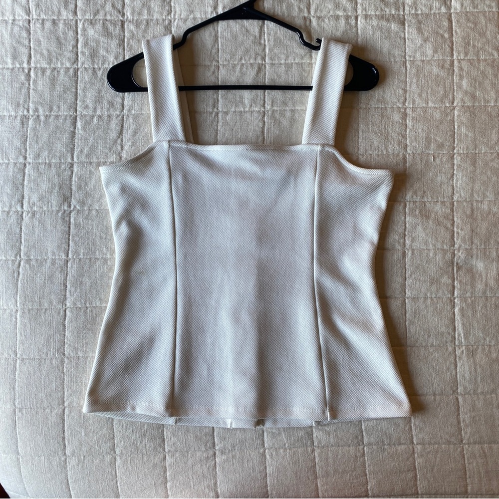 Button back cream tank top